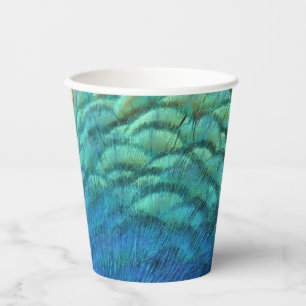 Peacock Feathers I Colourful Abstract Nature Desig Paper Cups