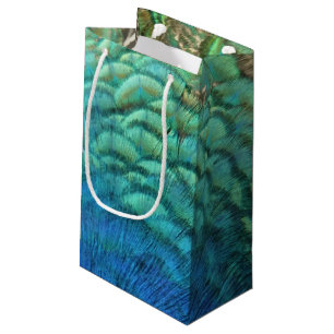 Peacock Feathers I Colourful Abstract Nature Desig Small Gift Bag