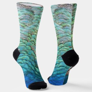 Peacock Feathers I Colourful Abstract Nature Desig Socks