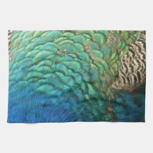 Peacock Feathers I Colourful Abstract Nature Desig Tea Towel