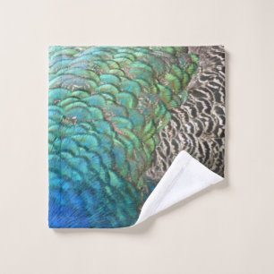 Peacock Feathers I Colourful Abstract Nature Desig Wash Cloth