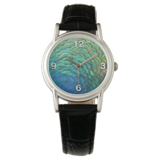 Peacock Feathers I Colourful Abstract Nature Desig Watch