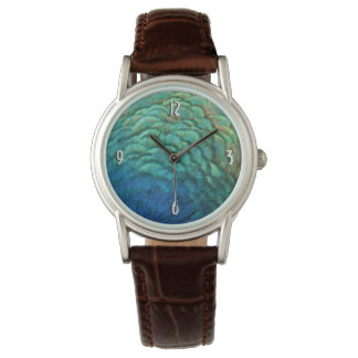 Peacock Feathers I Colourful Abstract Nature Desig Watch