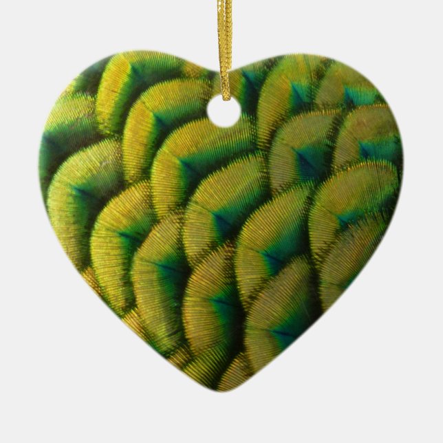 Peacock Feathers II Colourful Nature Ceramic Tree Decoration (Front)