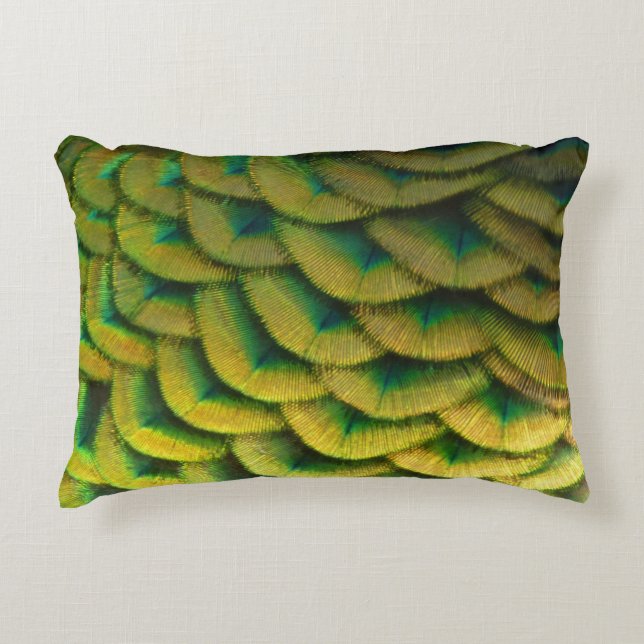 Peacock Feathers II Colourful Nature Decorative Cushion (Front)