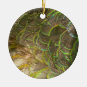 Peacock Feathers III (Female) Subtle Nature Design Ceramic Tree Decoration
