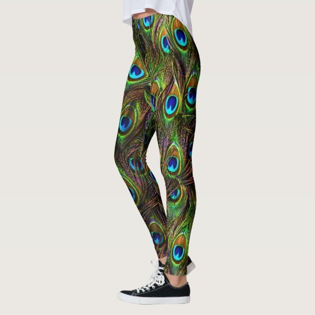Peacock Feathers Invasion Leggings (Left)