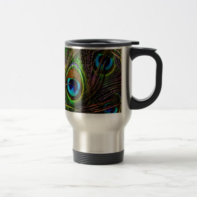 Peacock Feathers Invasion - Travel Mug (Right)