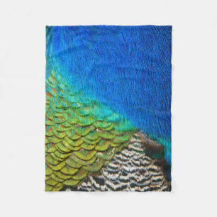 Peacock Feathers IV Colourful Abstract Nature Fleece Blanket