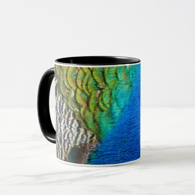 Peacock Feathers IV Colourful Abstract Nature Mug (Front Left)