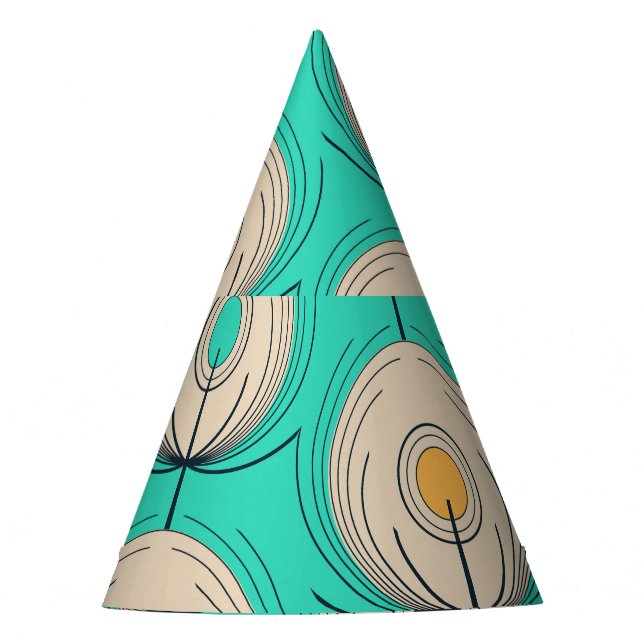 Peacock Feathers: Ivory Blue Fantasy. Party Hat (Front)