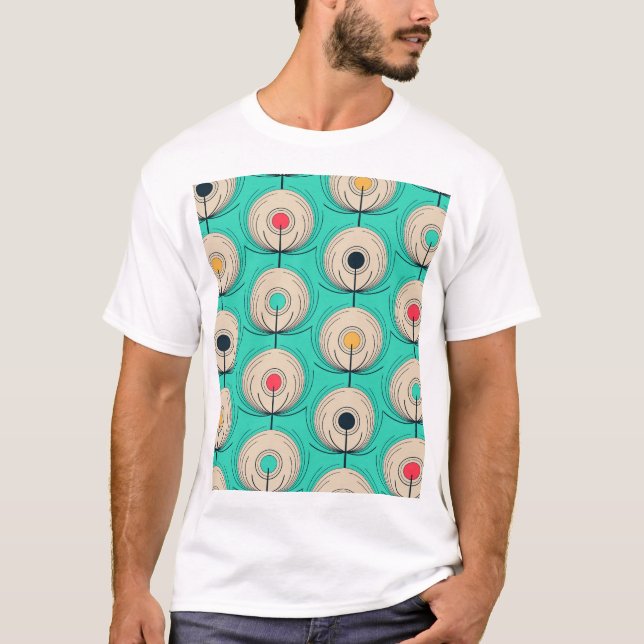 Peacock Feathers: Ivory Blue Fantasy. T-Shirt (Front)