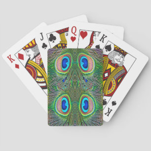 Peacock Feathers Kaleidoscope Print Playing Cards