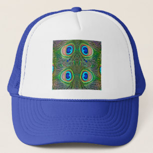 Peacock Feathers Kaleidoscope Print Trucker Hat