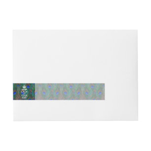 Peacock Feathers KEEP CALM AND Your Creative Text Wraparound Address Label