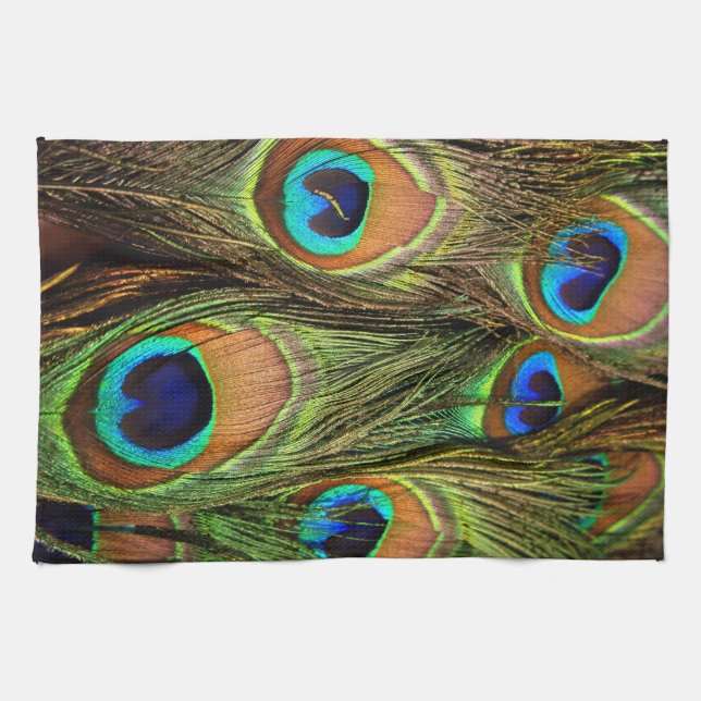 Peacock Feathers Kitchen Towel (Horizontal)