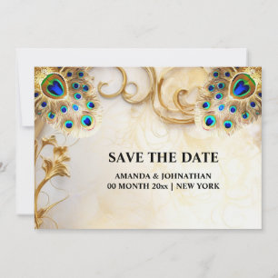 Peacock feathers luxurious nature bird plumage 5x7 save the date