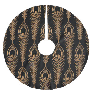 Peacock Feathers, Luxury Oriental Pattern. Brushed Polyester Tree Skirt