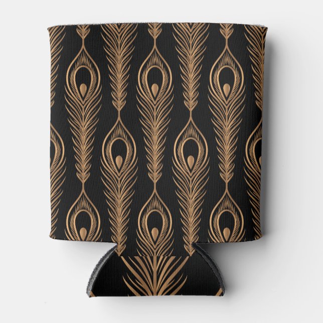 Peacock Feathers, Luxury Oriental Pattern. Can Cooler (Front)