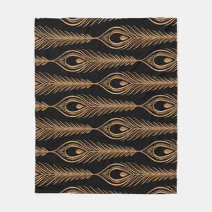 Peacock Feathers, Luxury Oriental Pattern. Fleece Blanket