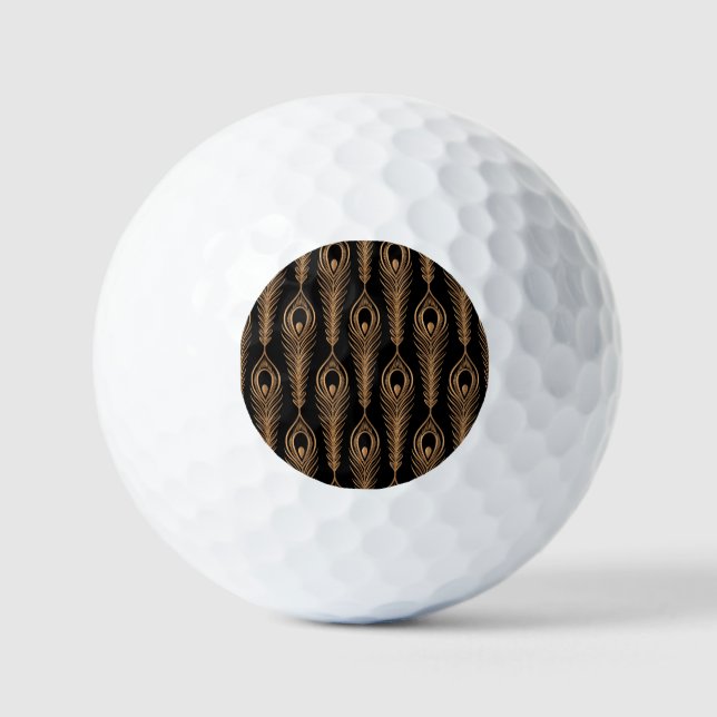 Peacock Feathers, Luxury Oriental Pattern. Golf Balls (Front)