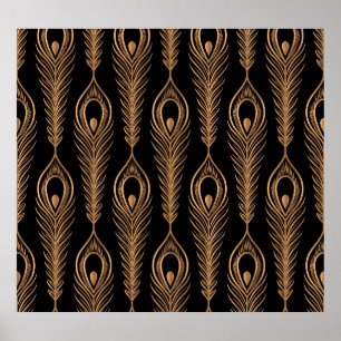 Peacock Feathers, Luxury Oriental Pattern. Poster