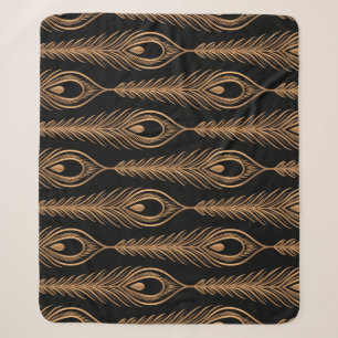 Peacock Feathers, Luxury Oriental Pattern. Sherpa Blanket