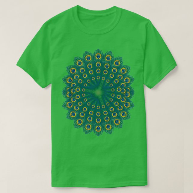 Peacock Feathers Mandala Peacock T-Shirt (Design Front)