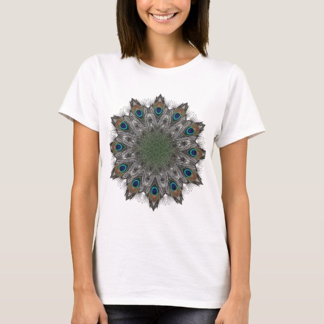 Peacock Feathers Mandala T-Shirt (Front)
