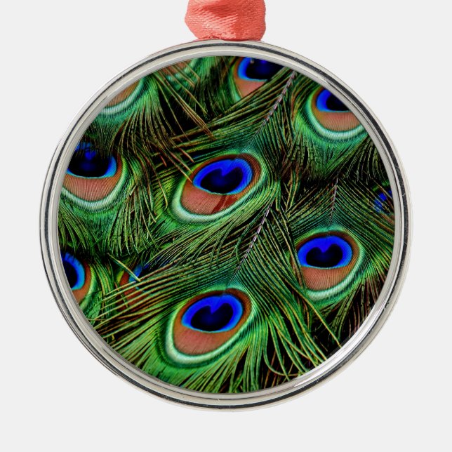 Peacock Feathers Metal Tree Decoration (Front)