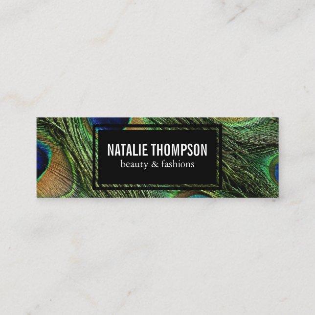 Peacock Feathers Mini Business Card (Front)