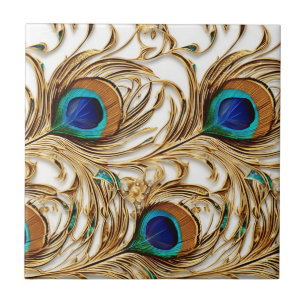 Peacock feathers modern seamless pattern luxury tile