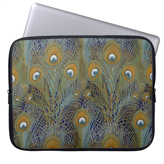 Peacock Feathers Morris Victorian Designs Laptop Sleeve (Front)