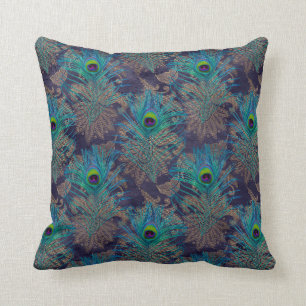 Peacock Feathers on Purple Cushion