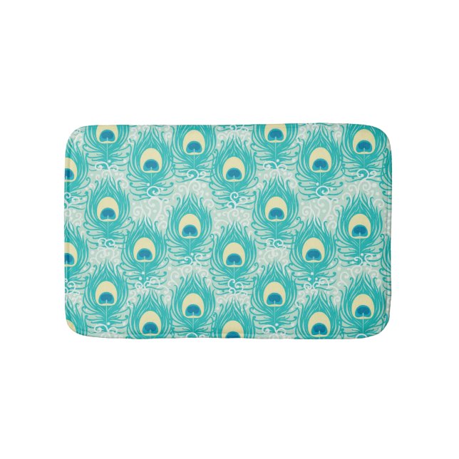 Peacock feathers pattern bath mat (Front)