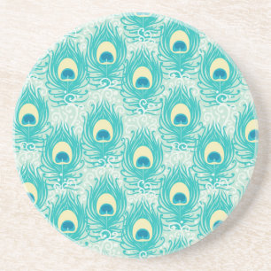 Peacock feathers pattern coaster