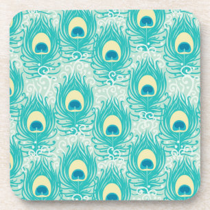 Peacock feathers pattern coaster