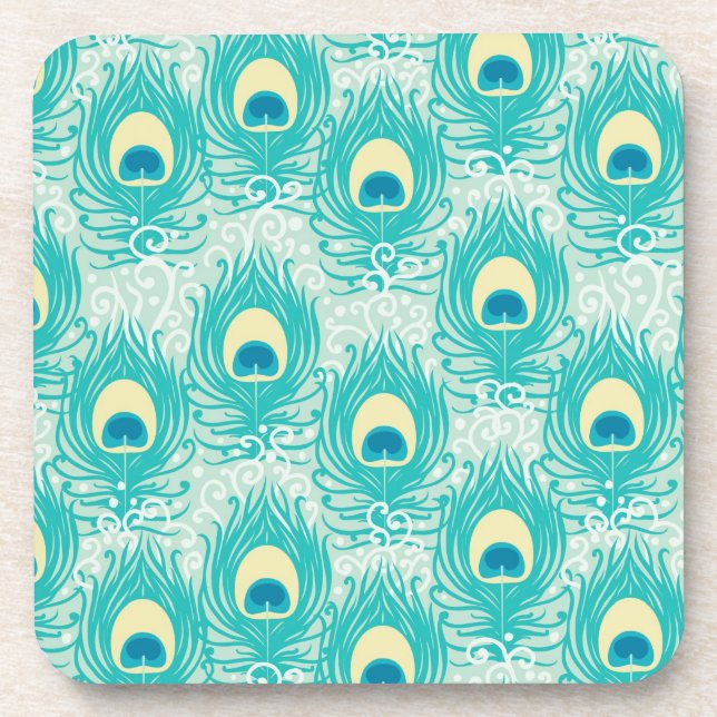 Peacock feathers pattern coaster (Front)