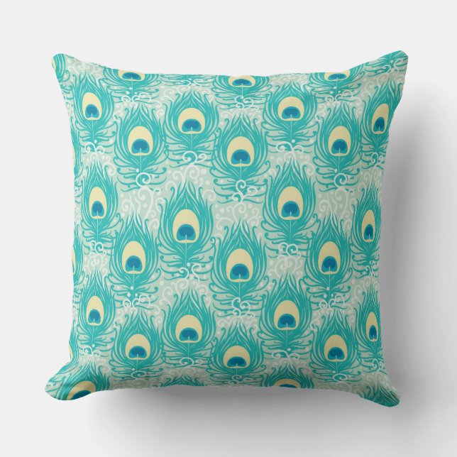 Peacock feathers pattern cushion (Front)