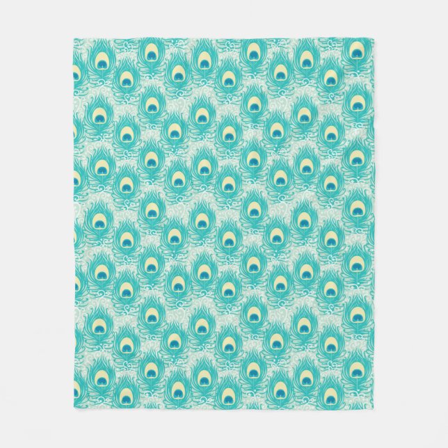 Peacock feathers pattern fleece blanket (Front)
