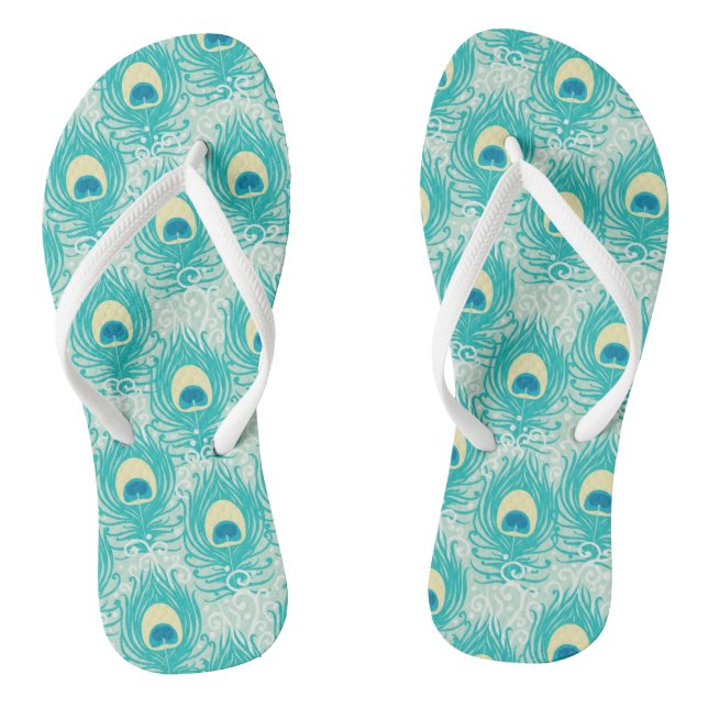 Peacock feathers pattern jandals (Footbed)