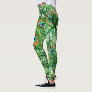 peacock feathers pattern leggings
