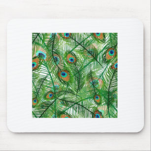 Peacock feathers pattern mouse pad