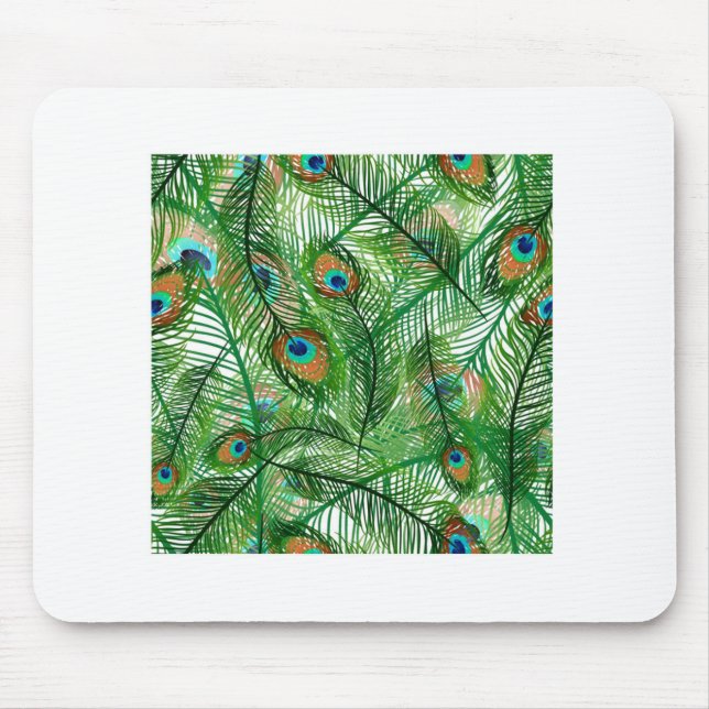 Peacock feathers pattern mouse pad (Front)
