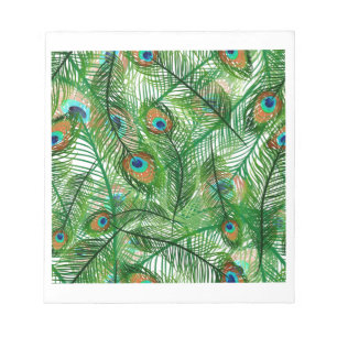 Peacock feathers pattern notepad