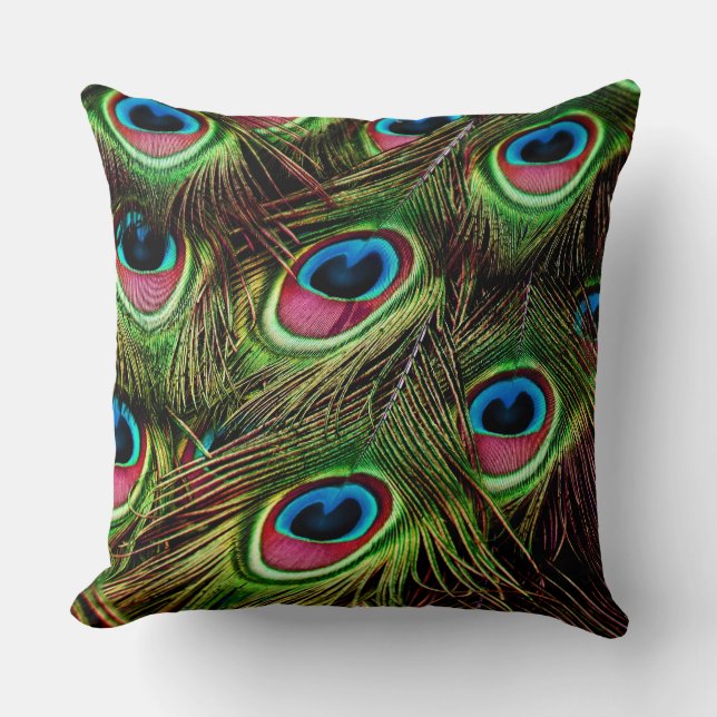 Peacock Feathers Pattern pillow cotton  (Front)