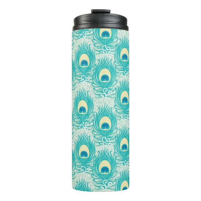 Peacock feathers pattern thermal tumbler (Front)