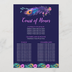 Peacock Feathers Quinceañera Court of Honour Purpl Programme