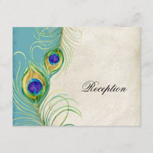 Peacock Feathers Reception Invitation Card