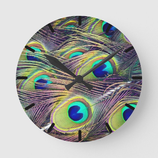 Peacock Feathers Round Clock (Front)